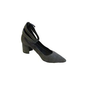 *Bruno Premi Gray Suede Ankle Strap Pointed Toe Pumps